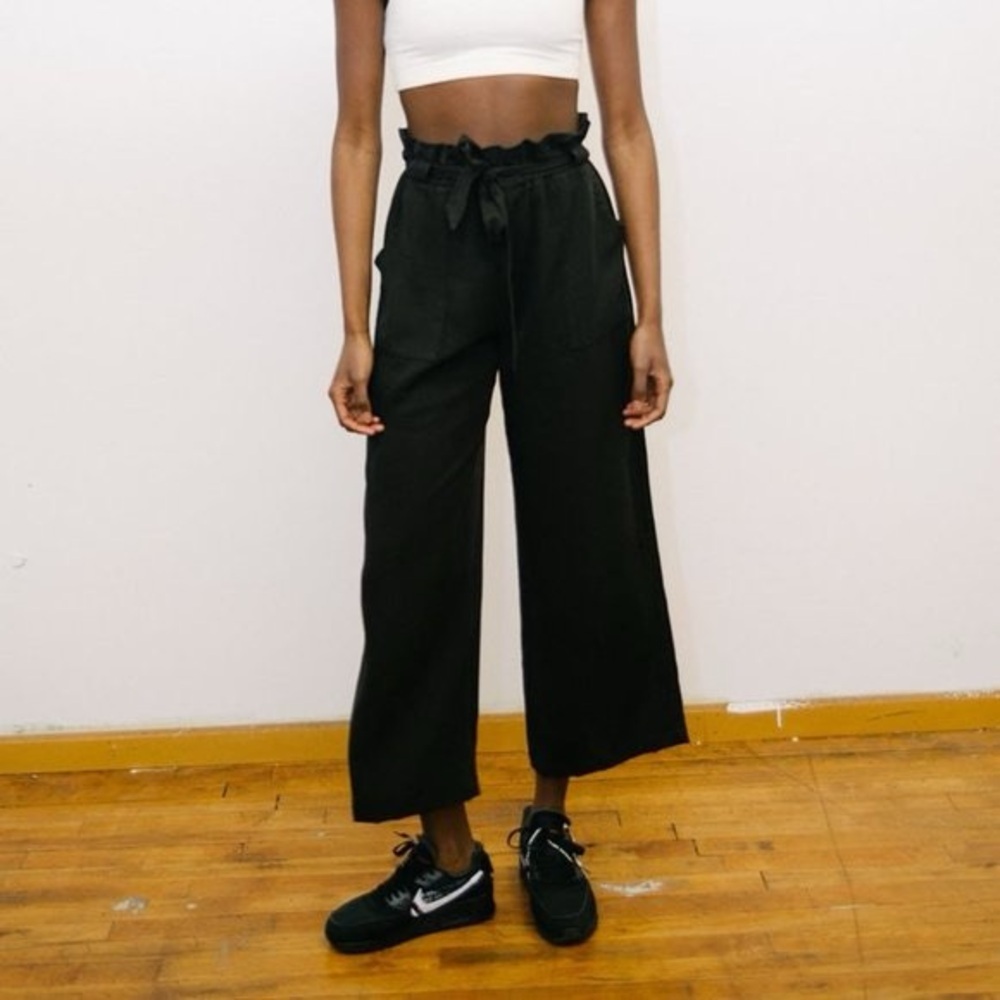 Back Beat Rags‎ Co | Black Tencel Paperbag Wide Leg Easy Pants Medium Silky